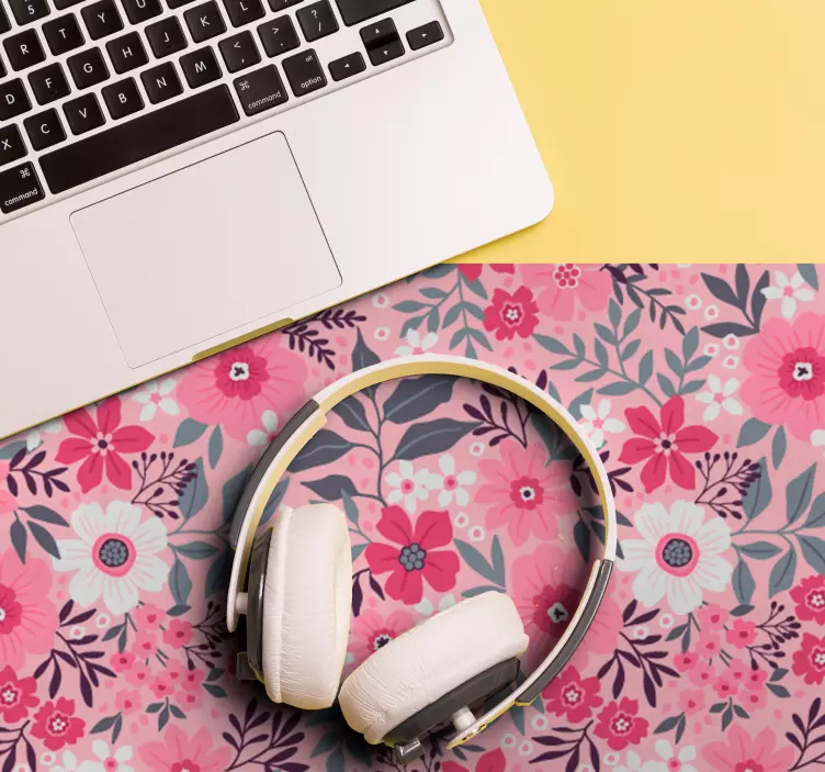 Gėlių rožinis motyvas modernus pelės kilimėlis - „Tenstickers“