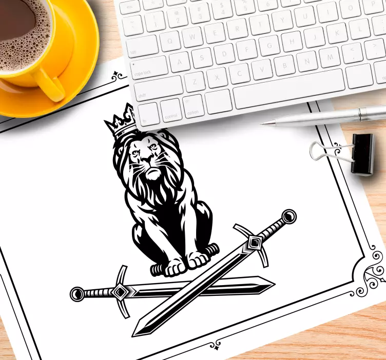 Karališkojo liūto emblema pelės kilimėlas - „Tenstickers“