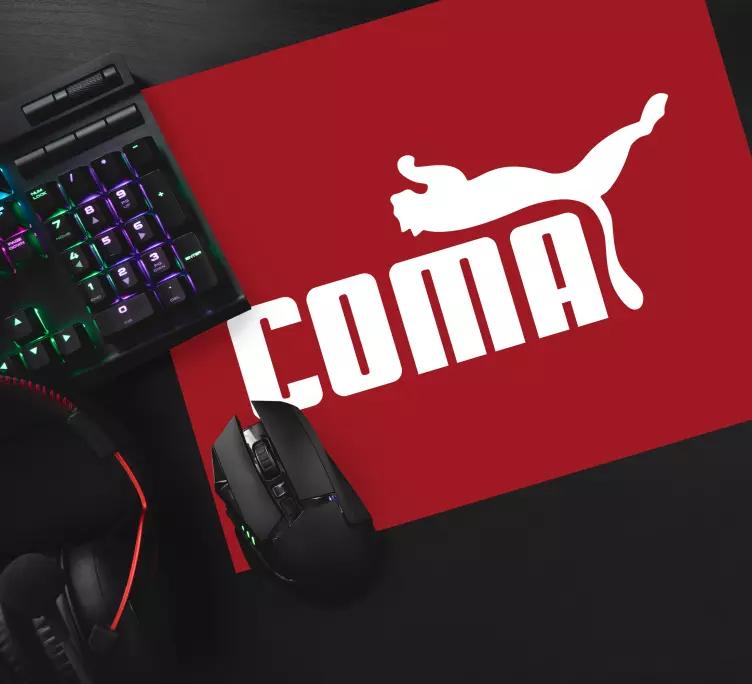 Koma su puma pelės stalo padekliukai kabutėmis - „Tenstickers“