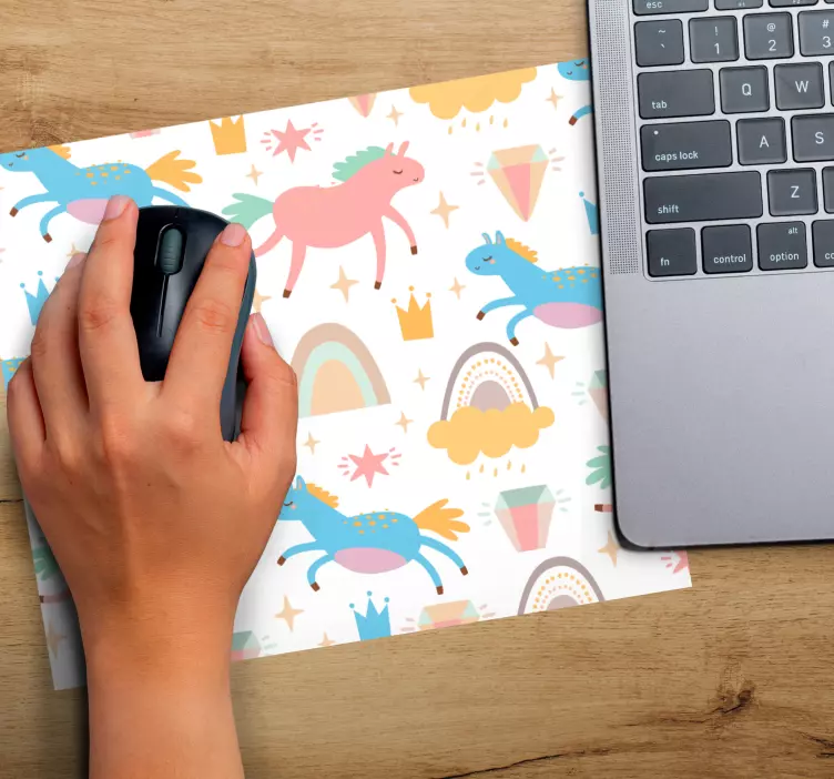 Mielas vienaragis vaivorykštės motyvas originalus pelės kilimėlis - „Tenstickers“