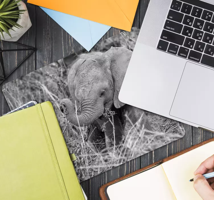 Juodai baltas dramblys originalus pelės kilimėlis - „Tenstickers“