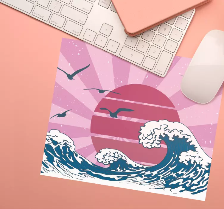 Puikus rožinis retro bangos originalus pelės kilimėlis - „Tenstickers“