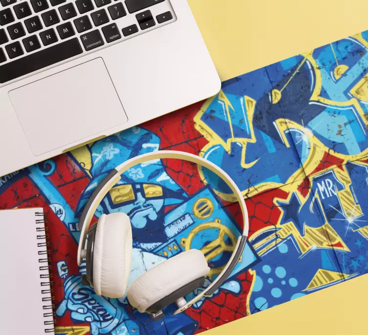 Ryškus miesto grafiti žaidimų peles kilimėlis - „Tenstickers“