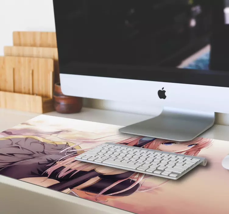 Sexi mergina su rausvais plaukais anime pelės kilimėlis - „Tenstickers“