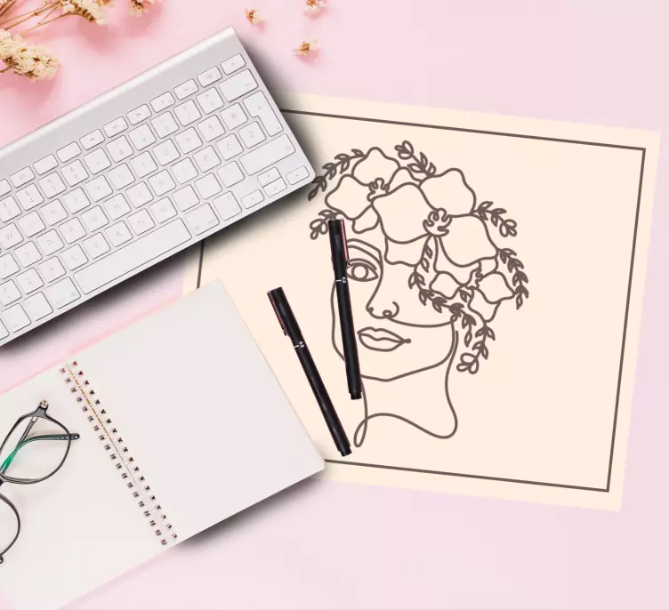 Siluetas minimalistinis mielos moters pelės kilimėlis - „Tenstickers“