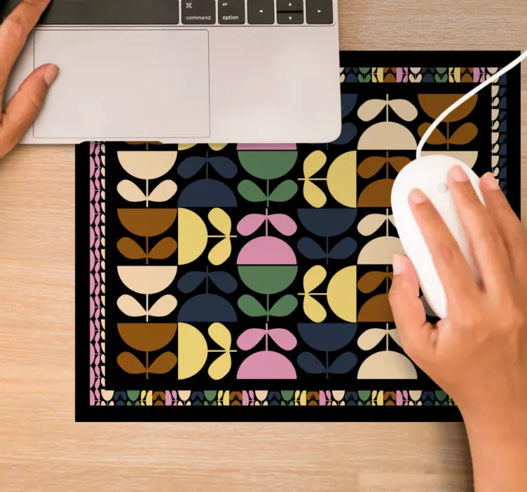 Spalvotų puodelių gėlių pelės kilimėlis - „Tenstickers“