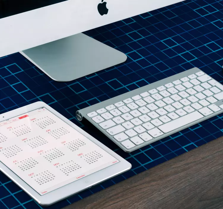 Tamsiai mėlyni geometriniai modeliai pelės stalo padekliukai rašt - „Tenstickers“