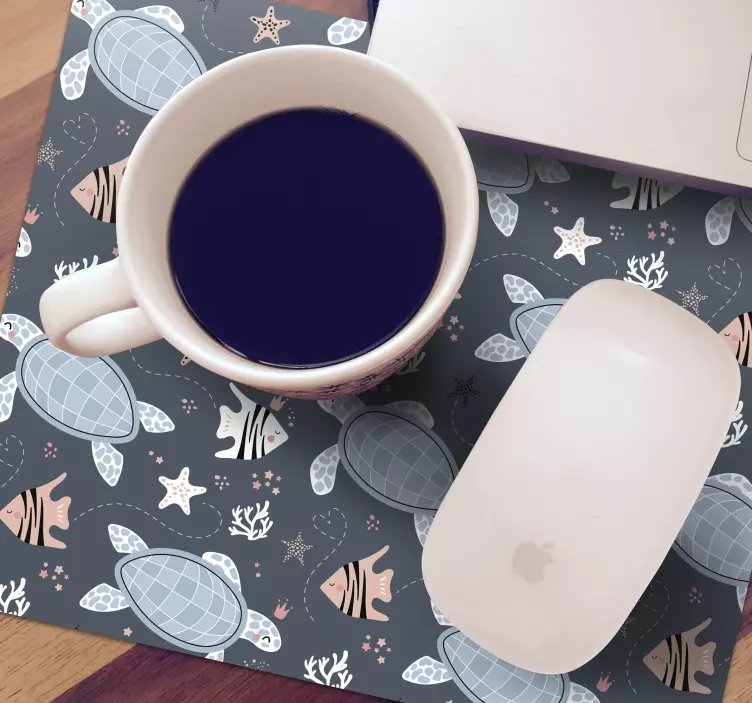 Vėžlys ir žuvis po vandens pelės kilimėliu - „Tenstickers“