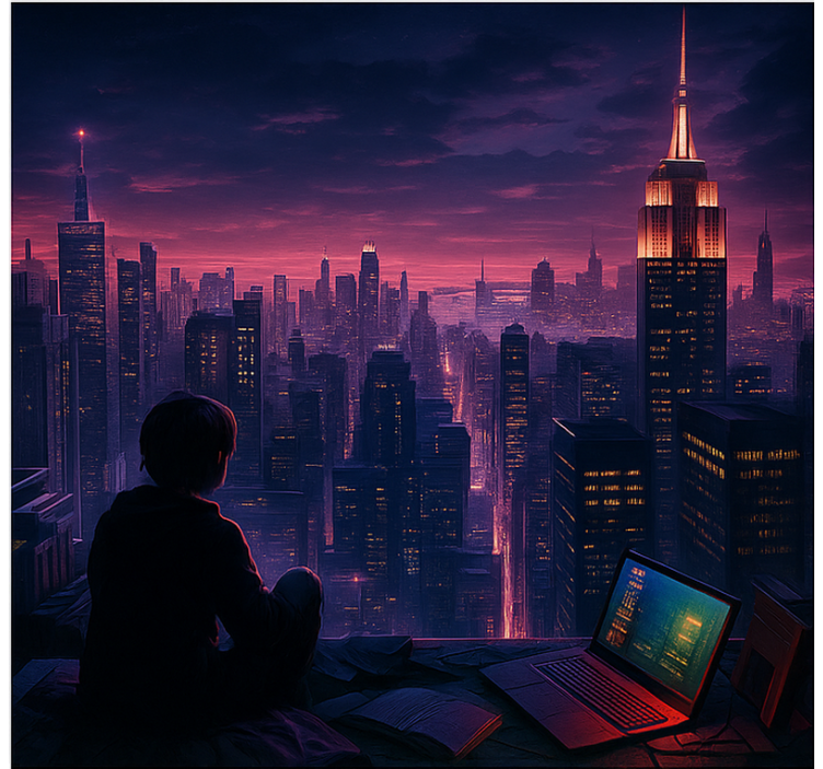 Futuristinis dangoraižių žaidėjo vaizdas Roletai moksiukas - „Tenstickers“