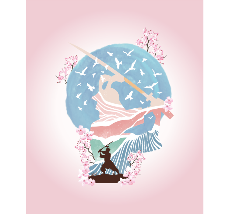 Elegantiškas samurajų siluetas roletai su piešiniu - „Tenstickers“