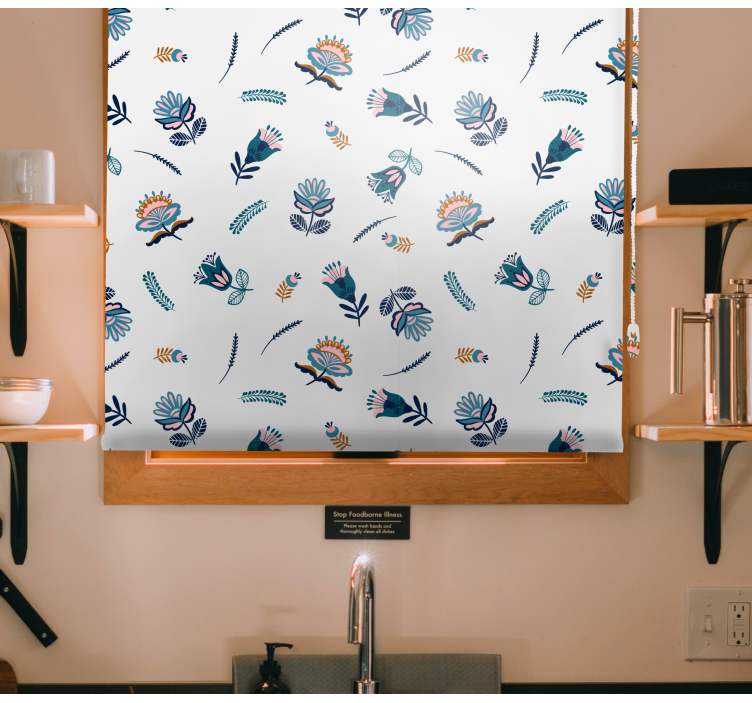 Mėlynas tautodailės motyvas Roletai gėlių - „Tenstickers“