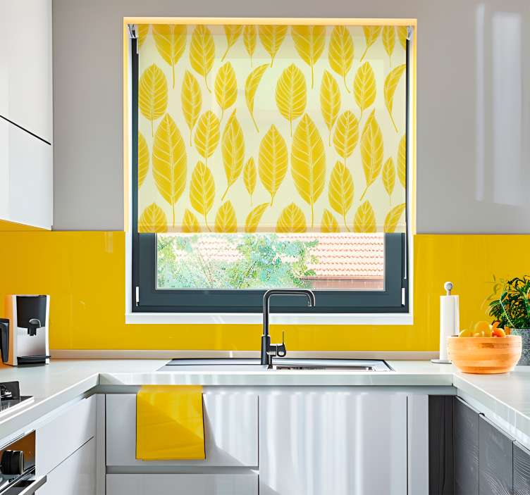 Didelių lapų raštas Roletai geltona - „Tenstickers“