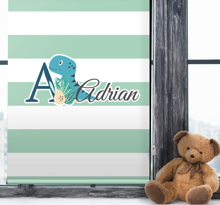 Dryžuotas dinozauras su vardu Roletai vaiku kambariui - „Tenstickers“