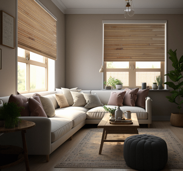 Dryžuotos šviesiai rudos lentos kaimiškos žaliuzės - „Tenstickers“