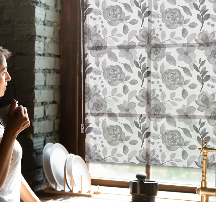 Elegantiškos pilkos gėlės Roletai gėlių - „Tenstickers“