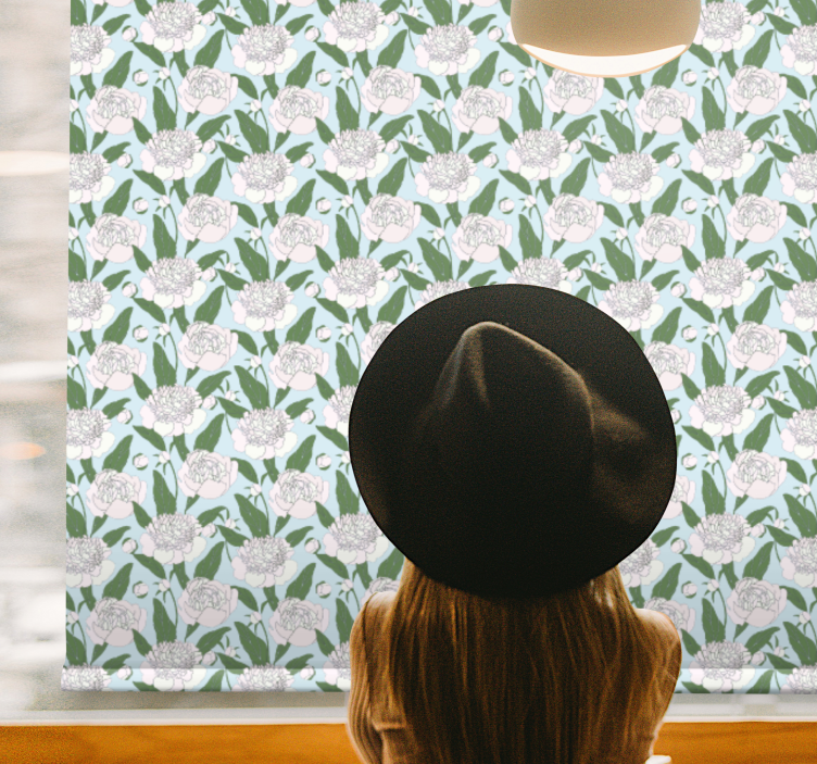 Baltojo bijūno raštas Roletai gėlės ir augalai - „Tenstickers“