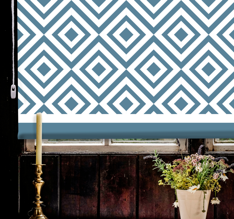 Mėlynos ir baltos spalvos kvadratų raštas šiaurinis roletai - „Tenstickers“