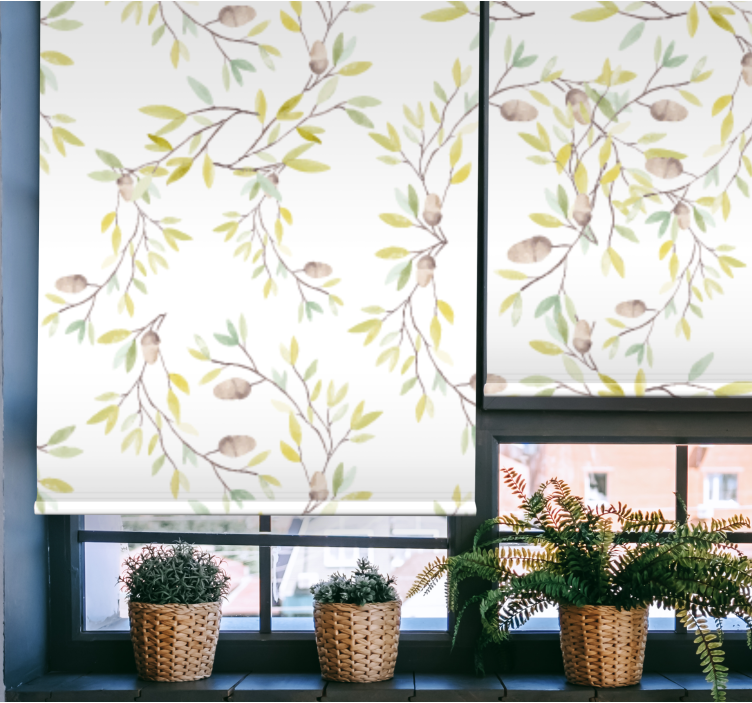 Originalios akvarelės žalios spalvos lapai vonios kambaryje - „Tenstickers“