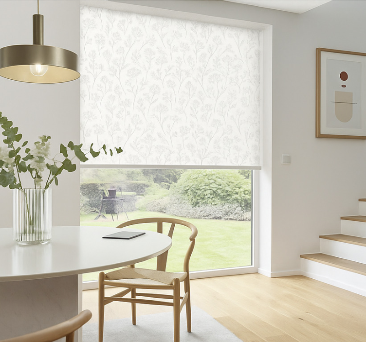 Plonas pilkas gėlių menas Roletai valgomasis - „Tenstickers“