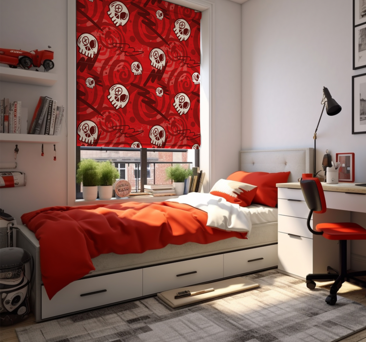 Raudonas grafiti su kaukolėmis Roletai paaugliškas - „Tenstickers“