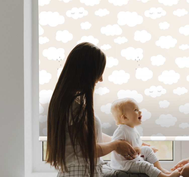 Smėlio spalvos fonas su verkiančiu debesies aklu - „Tenstickers“