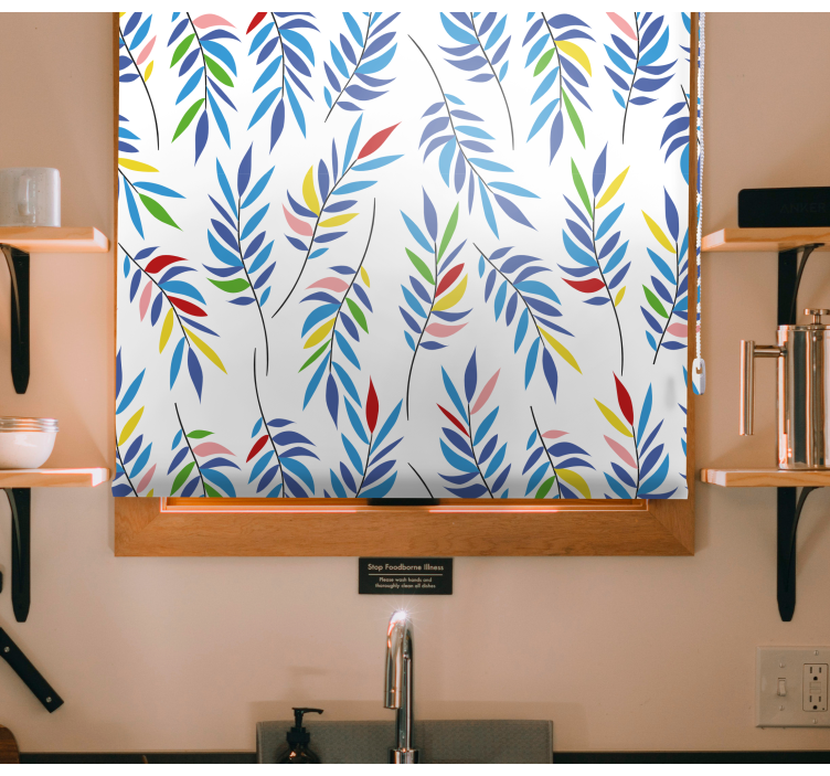 Spalvingas lapinis raštas Roletai gėlės ir augalai - „Tenstickers“