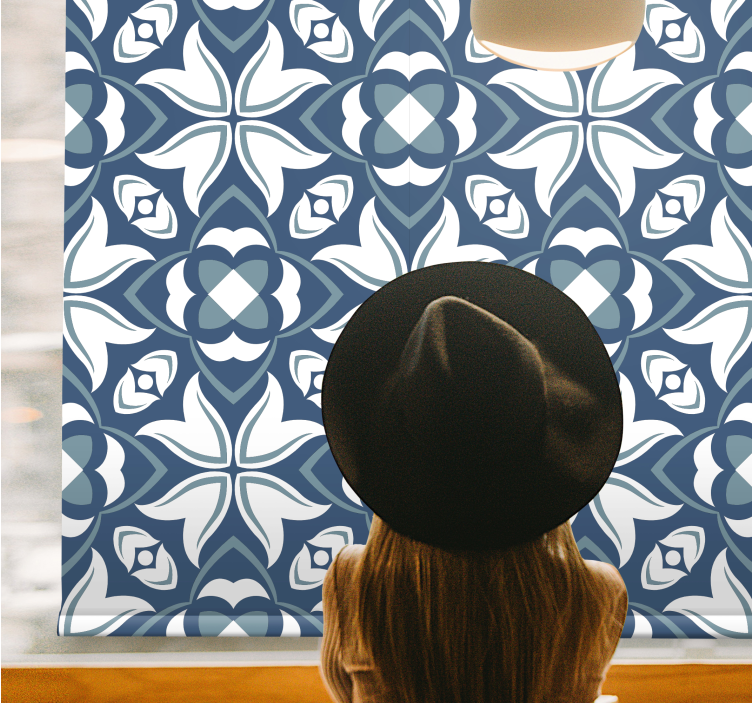 Mėlynos stilingos geometrinės figūros Roletai modernus - „Tenstickers“