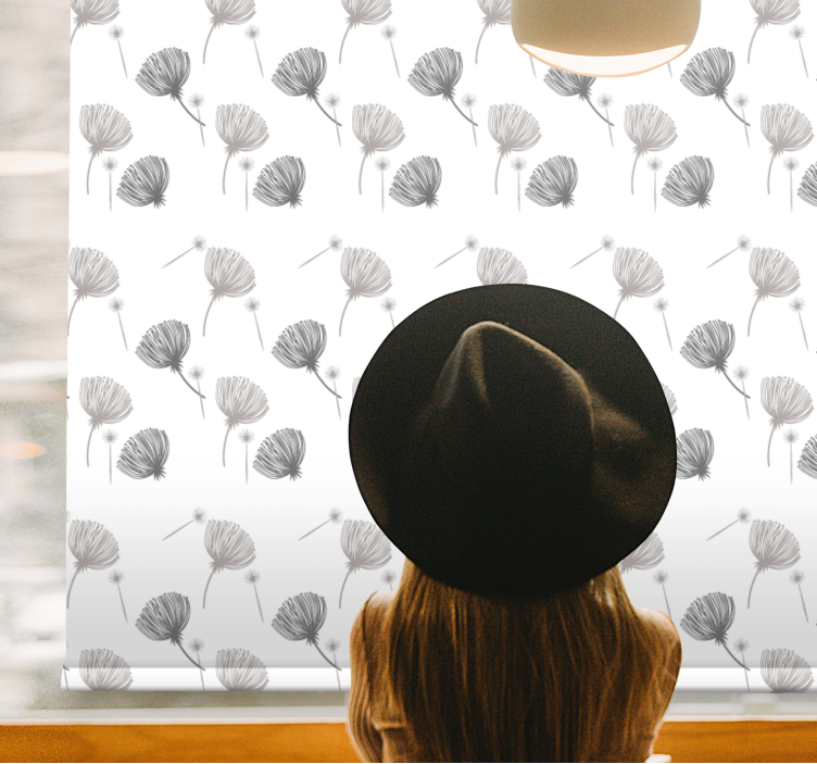 švelnus pilkas raštas Roletai gėlės ir augalai - „Tenstickers“