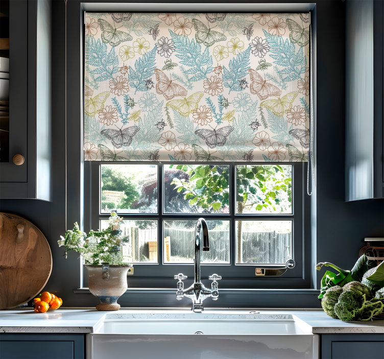 Vintažinė gėlių Roletai drugelis - „Tenstickers“