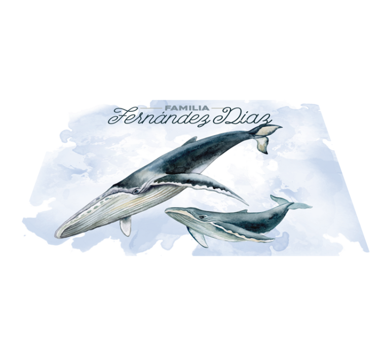 Stalo padėklai su vardu banginių šeimos iliustracija - „Tenstickers“