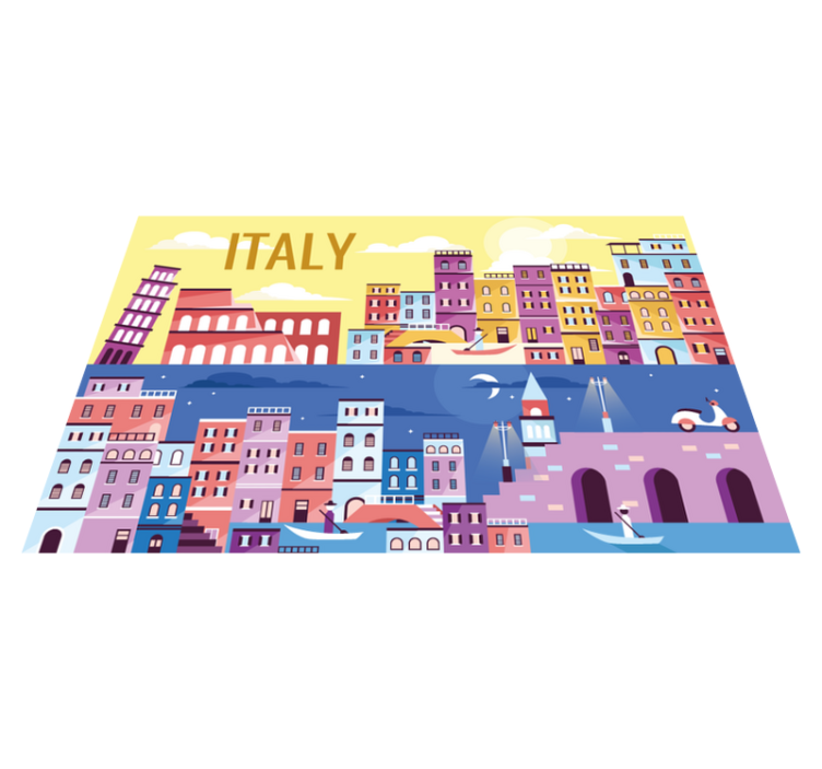 Stalo padėklai su vardu gyvybinga italijos miesto panorama - „Tenstickers“