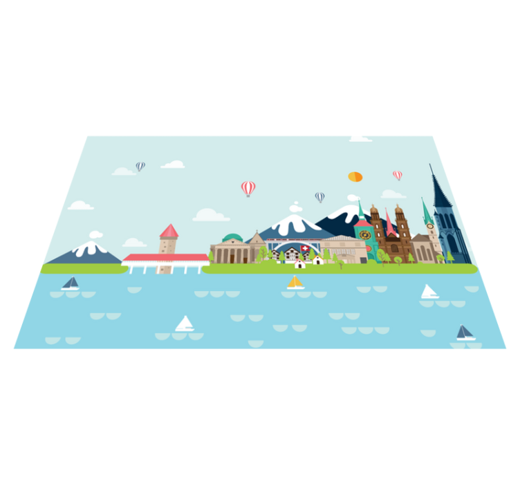 Originalūs stalo padėklai spalvingai miesto panorama - „Tenstickers“