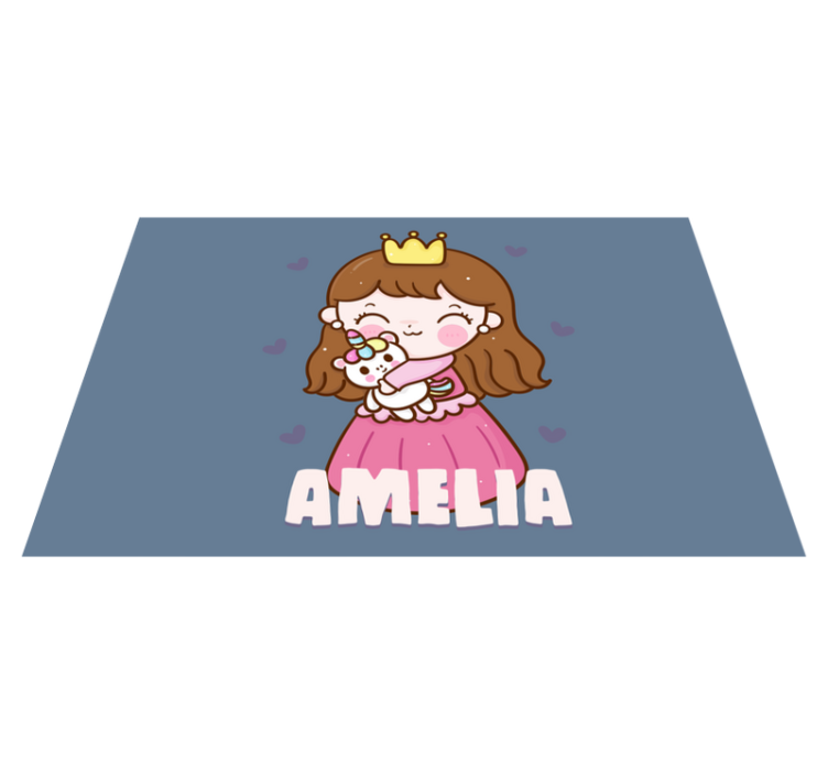 Vaikiški stalo padėkliukai su miela princese ir vienaragiu - „Tenstickers“