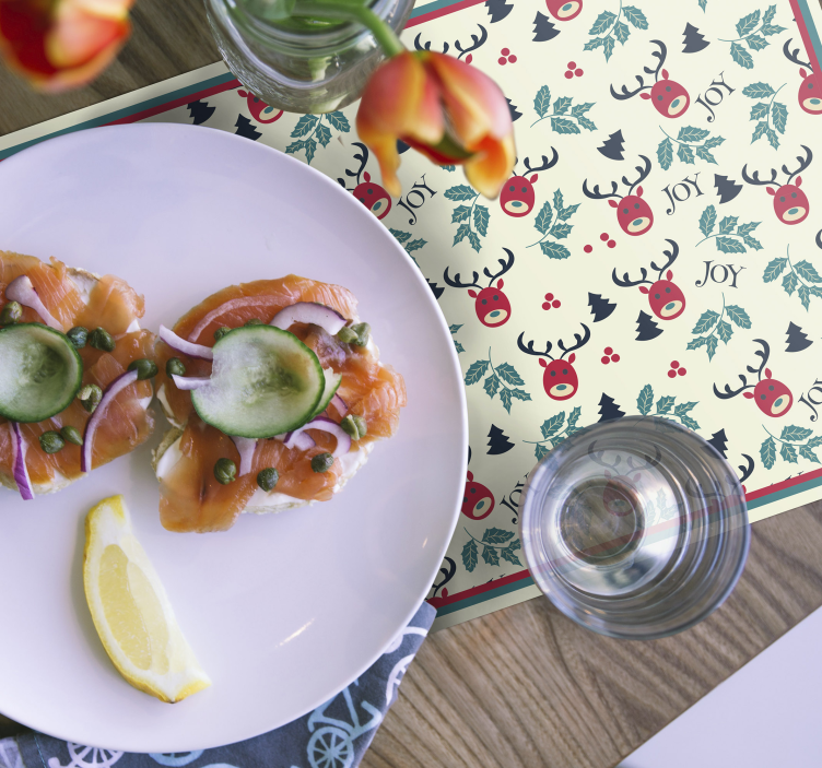 Džiaugsmo ir šiaurės elnių kalėdiniai placematai - „Tenstickers“