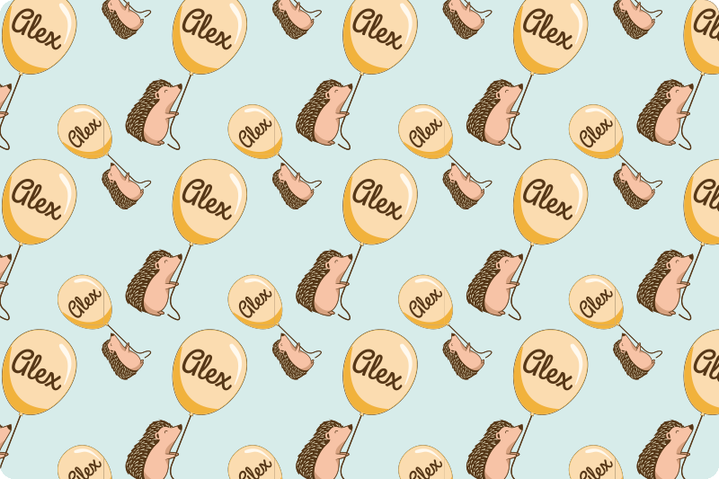 Ežiukas su balionais su vardu vaikiškas stalo padekliukai - „Tenstickers“