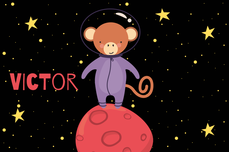 Vaikiški stalo padėkliukai beždžionių astronautų nuotykiai - „Tenstickers“