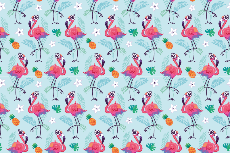 Originalūs stalo padėkliukai flamingo tropikų raštu - „Tenstickers“