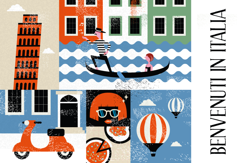 Originalūs stalo padėkliukai gyvybinga italijos scena - „Tenstickers“