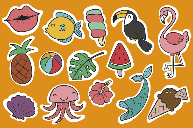 Vaikiški stalo padėkliukai spalvingiems tropikams - „Tenstickers“