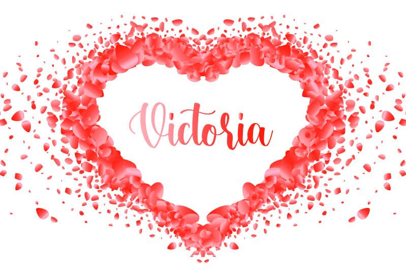 žiedlapiai, suformuojantys širdį su vardiniais padėkliukais - „Tenstickers“