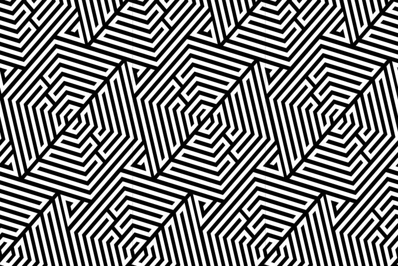 Modernūs stalo padėkliukai geometriniu juodu raštu - „Tenstickers“