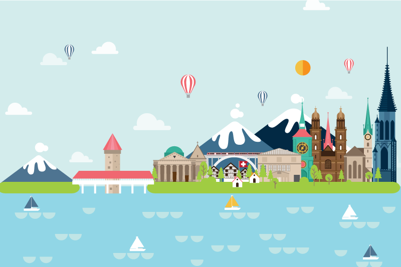 Originalūs stalo padėklai spalvingai miesto panorama - „Tenstickers“