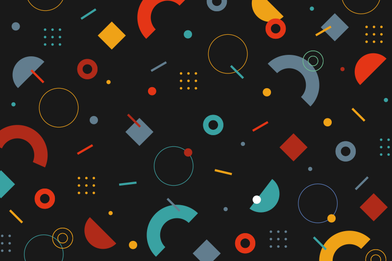 Modernūs stalo padėkliukai su geometriniu spalvotu raštu - „Tenstickers“
