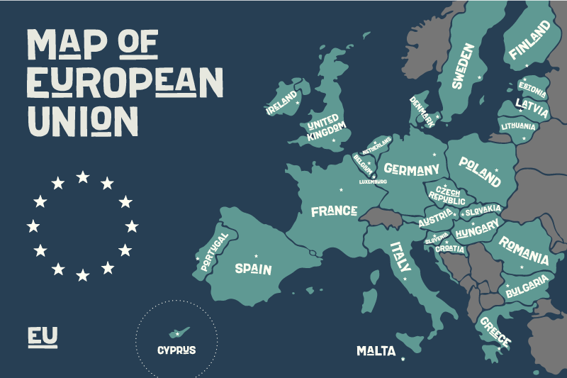 Stalo padėkliukai europos sąjungos žemėlapis - „Tenstickers“