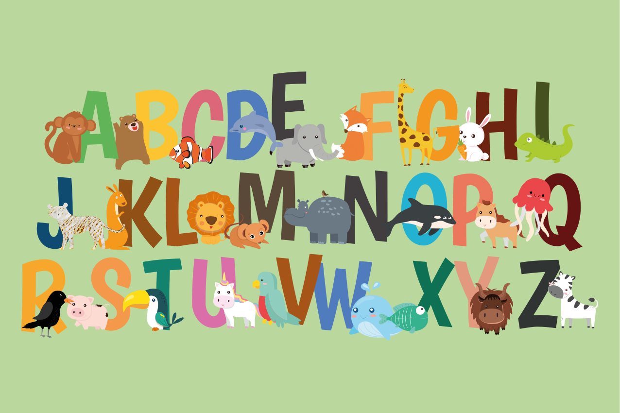 Vaikiški stalo padėkliukai su gyvūnų abėcėle - „Tenstickers“
