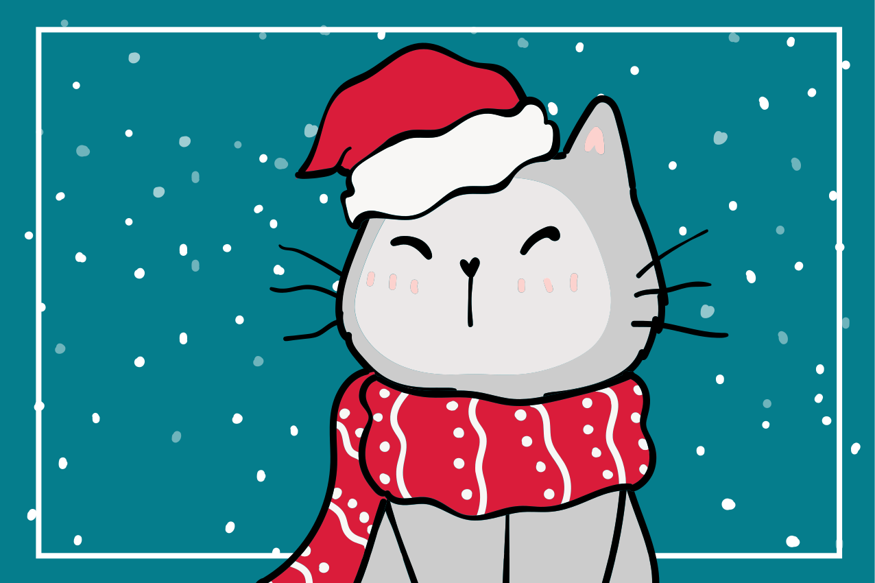 Kalėdiniai stalo padėkliukai linksmas katinas Šventasis - „Tenstickers“