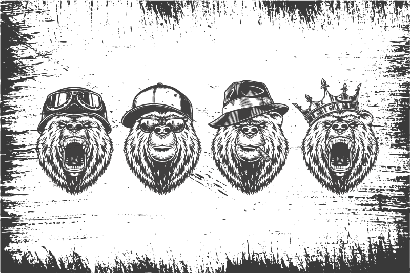 Originalūs stalo padėkliukai stilingi lokių portretai - „Tenstickers“