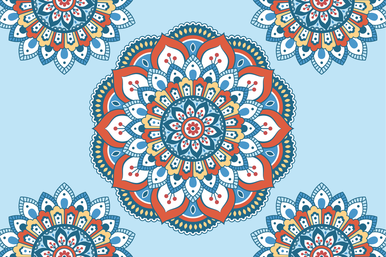 Originalūs stalo padėkliukai su gyvybinga mandala - „Tenstickers“