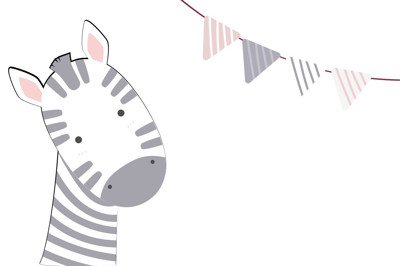 Vaikiški stalo padėkliukai su zebra galva iliustracija - „Tenstickers“