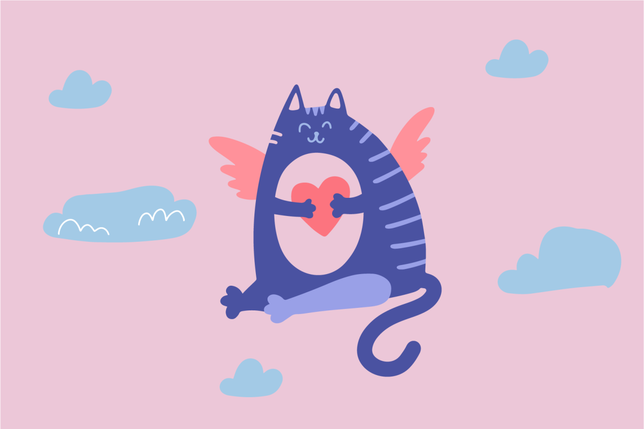 Vaikiški stalo padekliukai skraidantis katinas su širdimi - „Tenstickers“